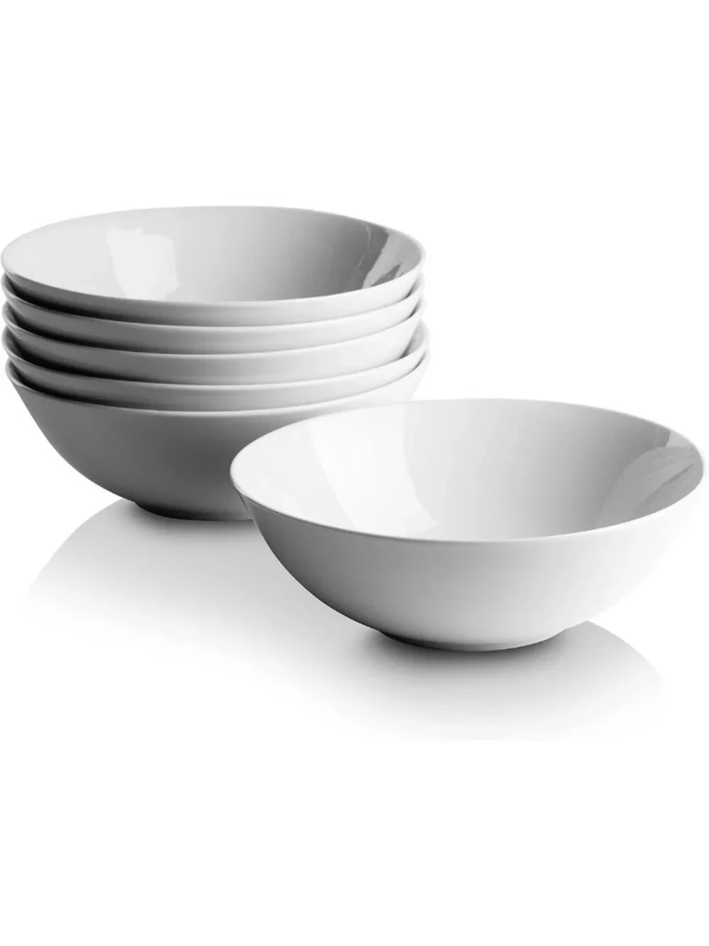 Set of 6 White Coupe Cereal Bowls - Elegant Dinnerware for Home & Kitchen
